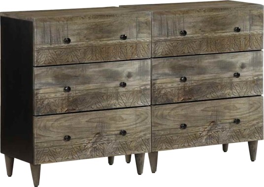 Skjenker 2 stk lysegrå 60x33,5x75 cm heltre mango