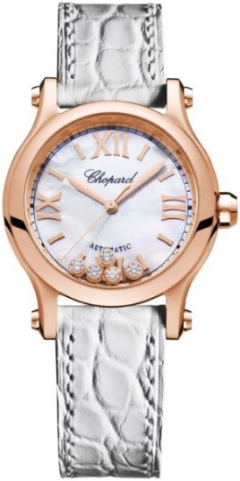 Chopard Dameklokke 274893 5009 Happy Sport Hvit/Lær Ø30 mm