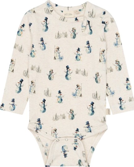 Petit Piao Body I/e - PpBlizz - Eggnog Melange Snowman - Petit Piao - 62 - Langermet Body - Beige