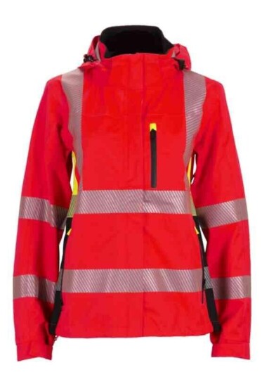 BS Gjøvik Skalljakke, HiVis kl.3 Dame, Str. M, Rød/Sort