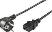 MicroConnect - Strømkabel - CEE 7/7 (hann) vinklet til IEC 60320 C19 rett - AC 250 V - 16 A - 50 cm - svart