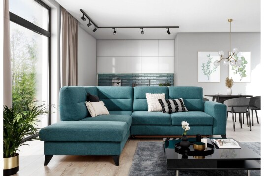 Anglika Sofa m. Sjeselong 4 seters   Lyseblå