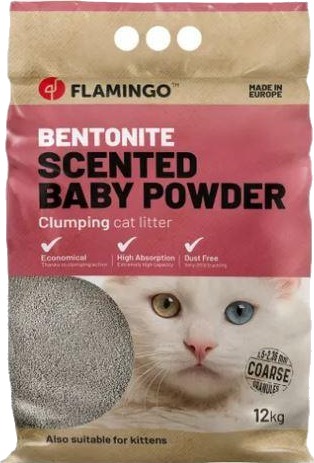 Flamingo Grovkornet Kattesand Med Babypudderduft 12Kg Flamingo Grovkornet Kattesand Med Babypudderduft 12Kg