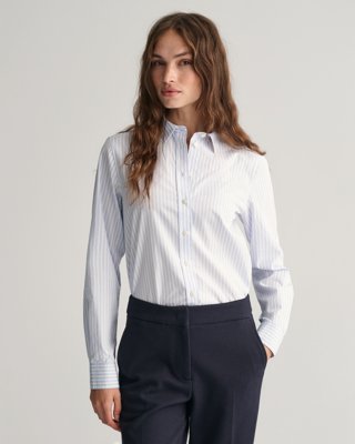 Poplinskjorte med striper og regular fit LIGHT BLUE 46