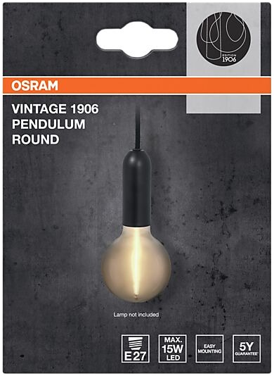 Osram pendellampe pendulum e27 rund sort