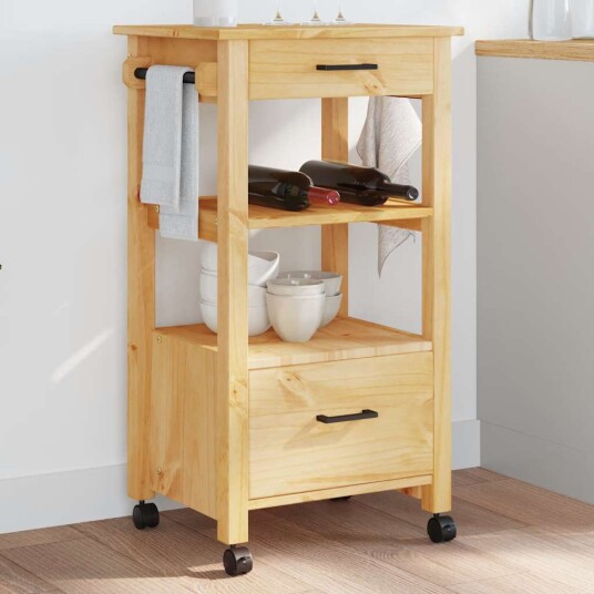 Kjøkkenvogn MONZA 48x40x90 cm heltre furu 376082 Kjøkkenvogn MONZA 48x40x90 cm heltre furu 376082