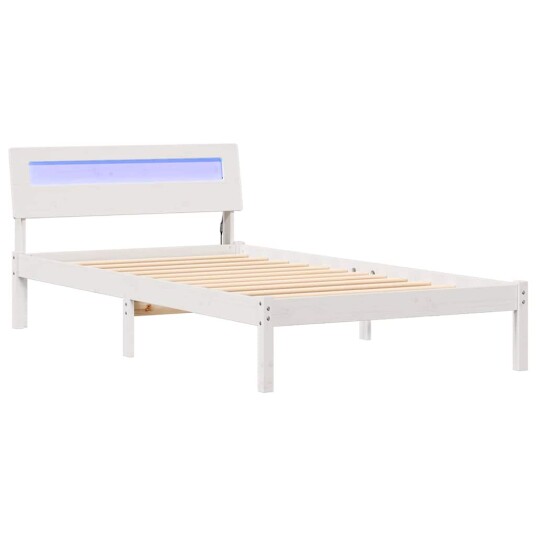  Sengestamme med LED  stripelys Hvit 75 x 190 cm Heltre furu