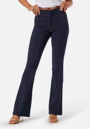 BUBBLEROOM Mid Waist Stretchy Flared Trousers Navy 38 BUBBLEROOM Mid Waist Stretchy Flared Trousers Navy 38