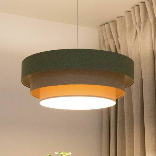 Maco Design Triniti hengelampe grønn/beige/creme Ø 60 cm tekstil
