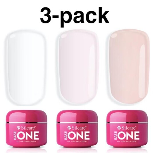 Base One 3-pack Builder Clear Pink French pink 45g UV-gel Base One 3-pack Builder Clear Pink French pink 45g UV-gel