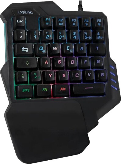LogiLink Einhand-Gaming Tastatur, beleuchtet, schwarz