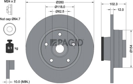 PAGID 54537NC Bremseskive