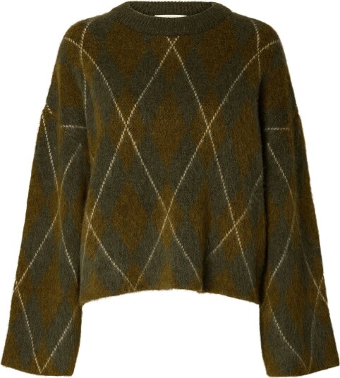 Selected Slwlulu Brushed Argyle Knit O Neck Noos KALAMATA S Selected Slwlulu Brushed Argyle Knit O Neck Noos KALAMATA S
