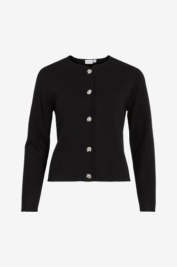 Vila  Kardigan viSway O neck L/S Button Knit Cardi Svart