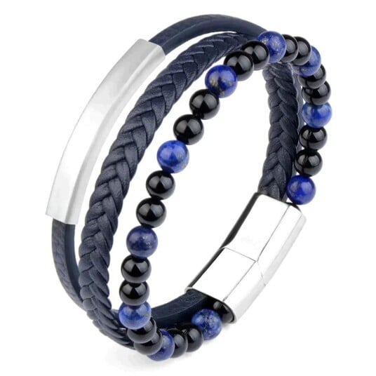 Naturstein perler armbånd 18.5 Blue stone style Naturstein perler armbånd 18.5 Blue stone style