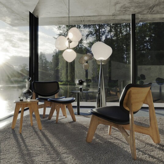 Tom Dixon Slab loungestol natur svart skinn