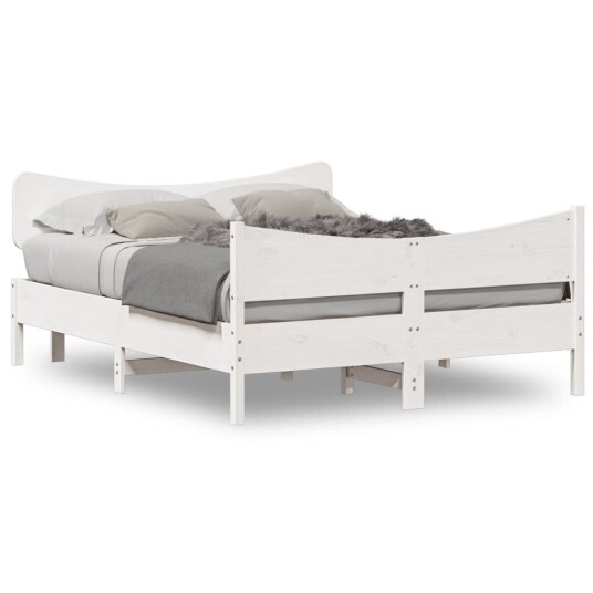 Sengeramme med hodegavl hvit 150x200 cm heltre furu 8721012454811