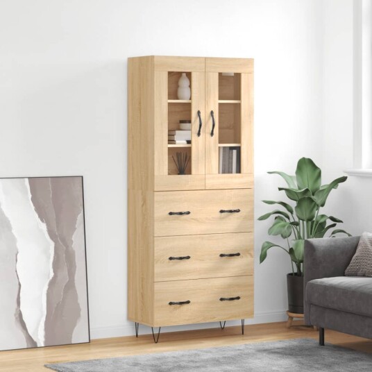  Highboard sonoma eik 69,5x34x180 cm konstruert tre