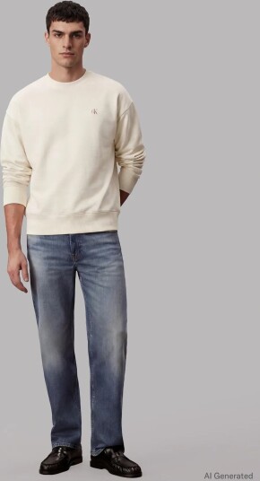 Calvin Klein Jeans Premium Terry Monogram Cn Sweats Cream S