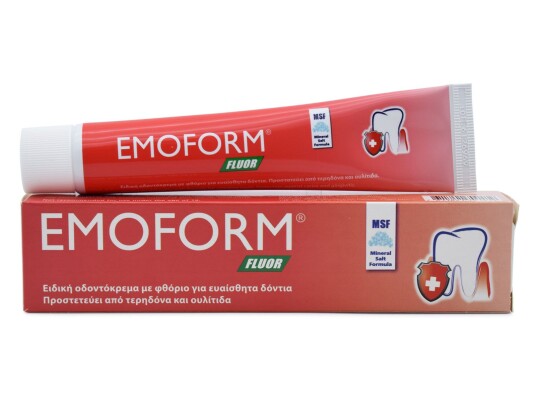 Tannkrem for sensitive tenner EMOFORM Fluor Swiss 50 ml