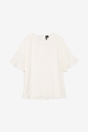 Vero Moda Bluse Vmalva Wide SS Top Wvn GA Hvit