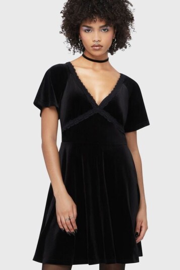Killstar Goth Kort kjole Beneath the Eclipse Hour of Echelia Mini Kjole XS til 4XL Damer svart