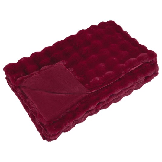  Faux kaninullteppe 4 pcs Bordeaux Rød 130 x 150 cm Polyester
