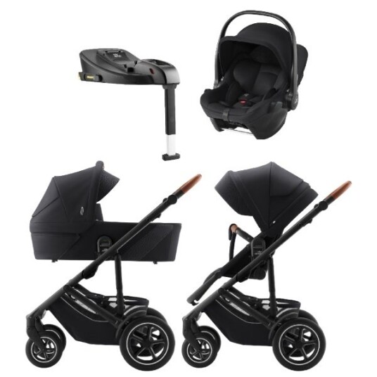 Britax Barnevogn Smile 5Z inkl. Liggedel Bilstol og Base Galaxy Black