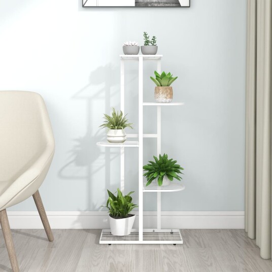 vidaXL Blomsterstativ 5 etasjer 43x22x98 cm hvit metall vidaXL Blomsterstativ 5 etasjer 43x22x98 cm hvit metall