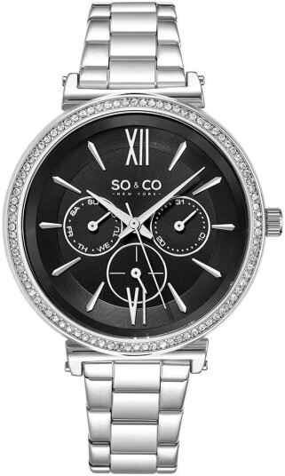 So & Co New York Dameklokke 5520.1 Madison Sort/Stål Ø38 mm