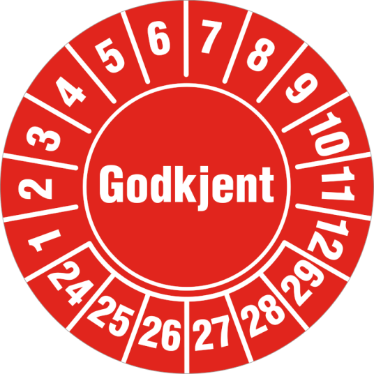 Godkjent - Vinyl klistremerke - Ø 30 mm - Rød