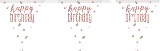 Unique Party Vimpelgirlander Happy Birthday Roségull 84835