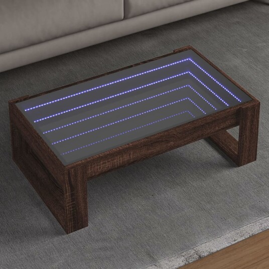  Salongbord med Infinity LED brun eik 90x53x30 cm 847643