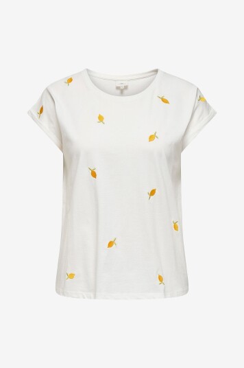 Only Carmakoma - Topp varMilda S/s O-neck AO Emb Top Jrs - Hvit