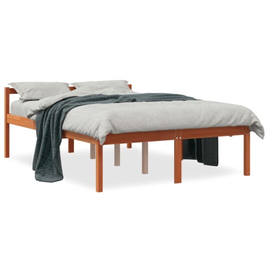 vidaXL Seniorseng voksbrun 135x190 cm heltre furu 8721012314917