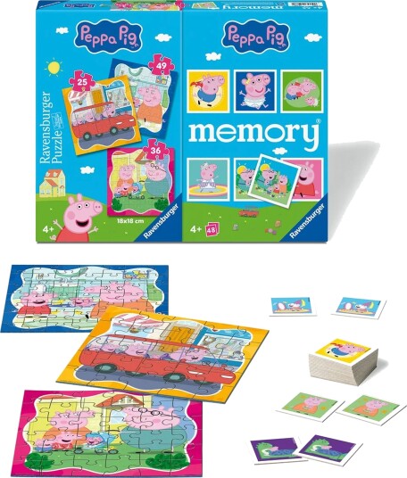 Ravensburger 3-i-1 Peppa Gris Puslespill og Memory Spill Ravensburger 3-i-1 Peppa Gris Puslespill og Memory Spill