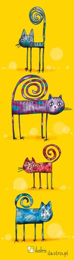 Bokmerke 6x21 Ilustris fire katter Bokmerke 6x21 Ilustris fire katter