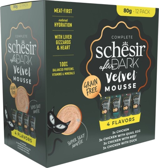 Schesir After Dark Velvet Mousse Blandet Pakke 4 Varianter 12 X 80 G