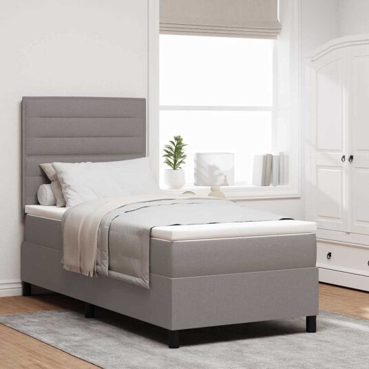 Box Spring Seng med Madrass Taupe 100x200 cm Stoff