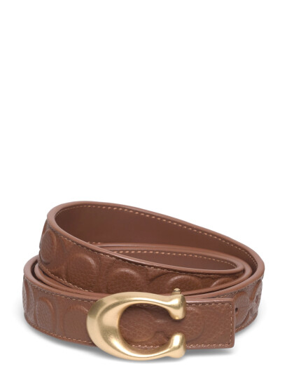 Coach 25Mm Sculpted C Embossed Belt Brown M Coach 25Mm Sculpted C Embossed Belt Brown M