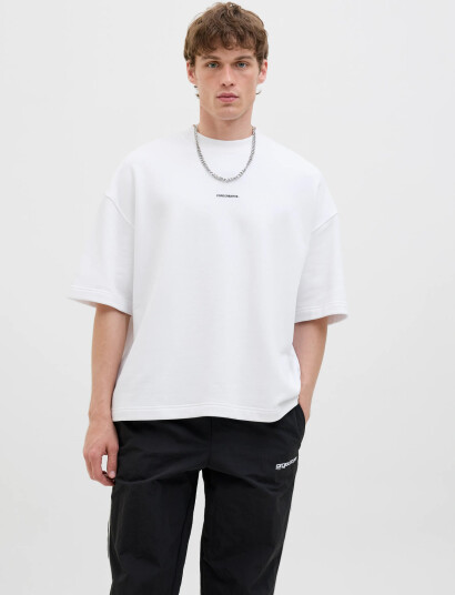 Jack & Jones Jcoinfinity Print Back Sweat Ss - White - S