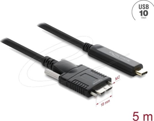 Delock Aktiv Optisk Kabel Usb 10 Gbps Usb Type-C™ Hann Til Type Micro-B Hann Med Skruer 5 M 83623