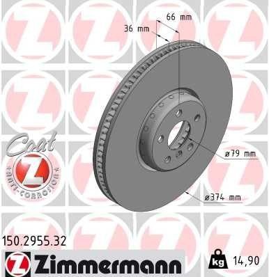 Bremseskive ZIMMERMANN 150.2955.32 Bremseskive ZIMMERMANN 150.2955.32