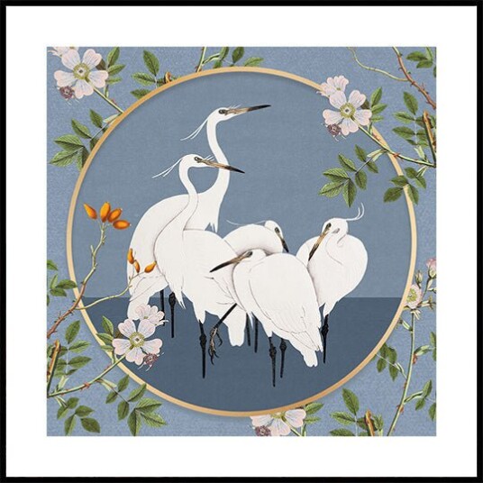 Marja Van Den Hurk Graceful Egrets' Elegance Plakat Plakat / 100x100cm 