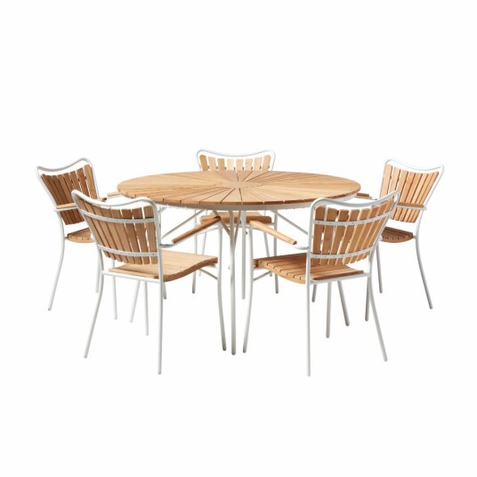 Spisegruppe Ellen Ø130 | Teak/hvit | Cinas