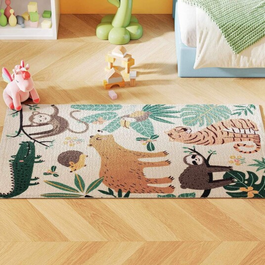 Jungle Pattern Fleece Teppe – Mykt sklisikkert lettstelt