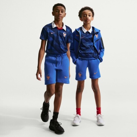 Frankrike Joggeshorts NSW Tech Fleece World Cup 2026   Blå/Metallic Copper Barn   Nike størrelse XL: 158 170 cm