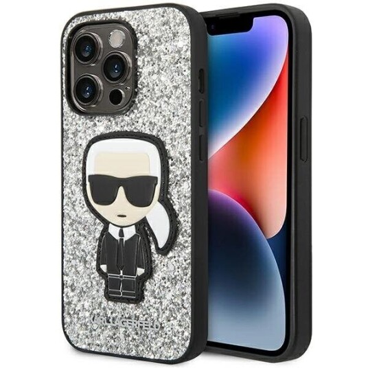 Karl Lagerfeld Hardcase til iPhone 14 Pro Max 6,7" med Glitter Flakes Sølv