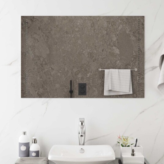 vidaXL LED Badevindu Gjennomsiktig 90 x 60 cm herdet glass Rektangulær