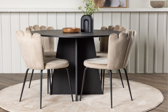 Venture Home Bootcut Spisegruppe 110 cm Rund med 4 Limhamn Stoler Beige